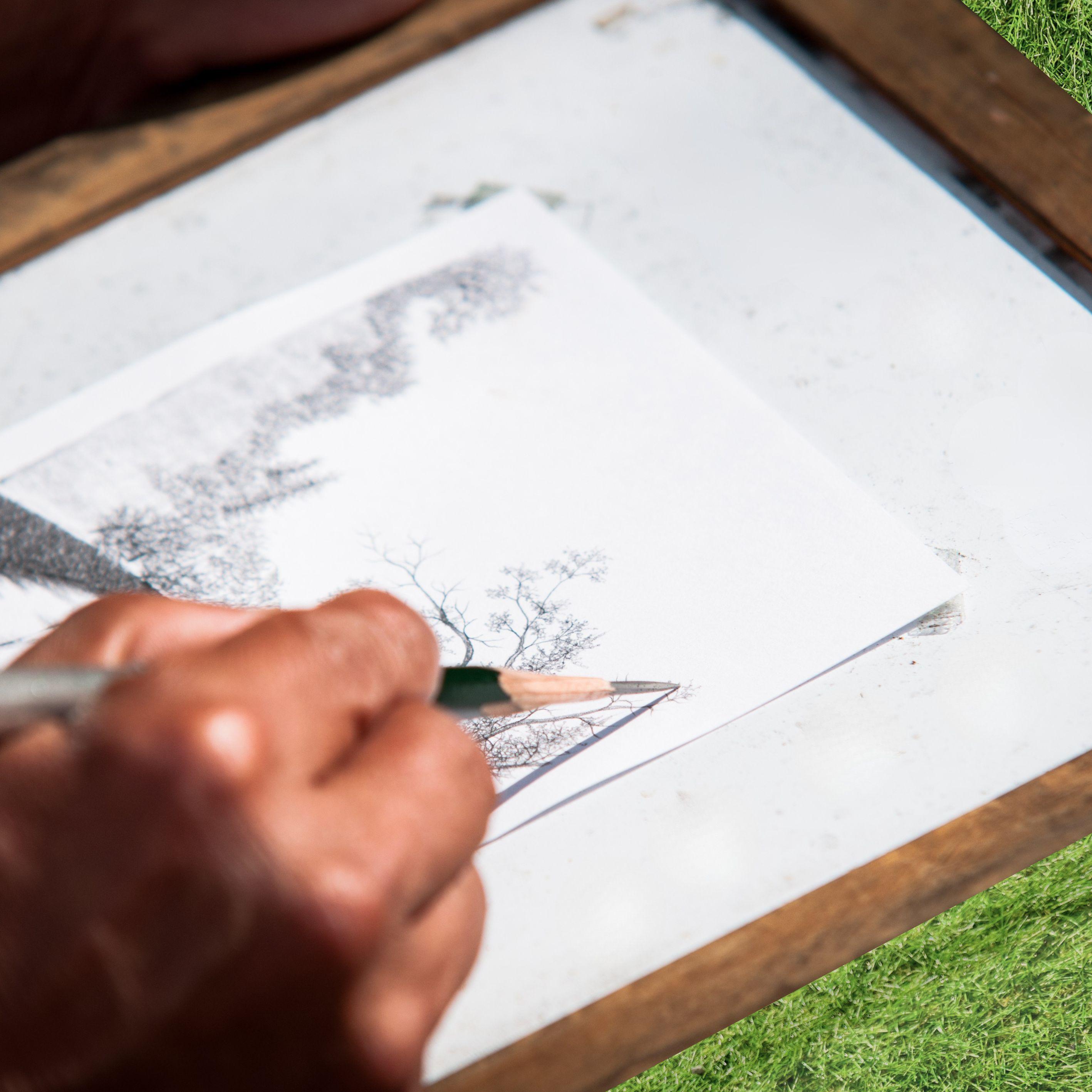 Sketching on the lawn